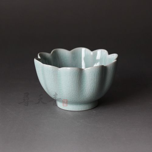 小号迷你莲花碗原产地汝州寻天青汝窑清凉寺汝瓷茶器仿古釉青宋瓷