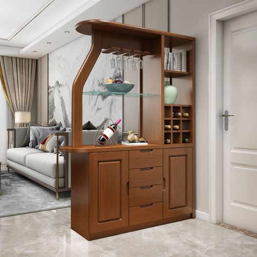 新中式实木玄关柜鞋柜一体客厅隔断柜屏风实木间厅柜酒柜门厅柜