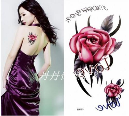 刺青贴女防水纹身韩国 玫瑰花 一次性纹身贴 15元包邮