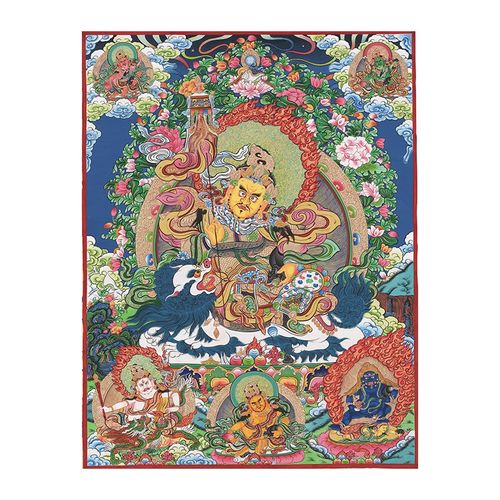 藏传佛教画唐卡-9八马财神佛像国画艺术微喷古代名画复制品装饰画