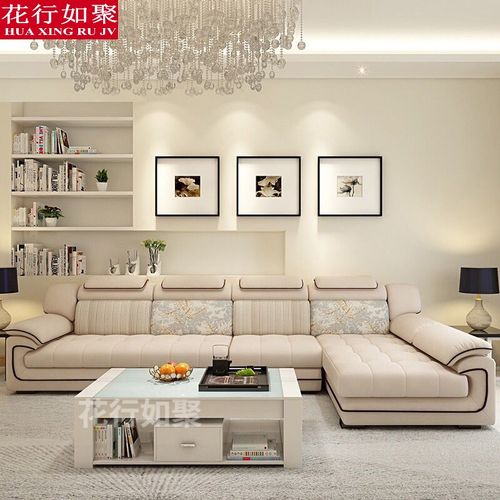 组合客厅整装家具可拆洗大小户型经济型乳胶布艺沙发 【海绵款】米色