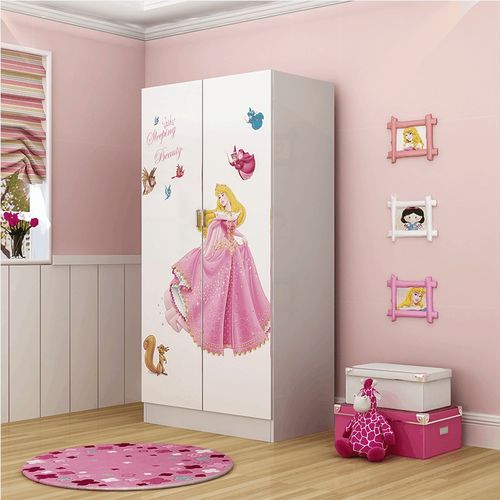 简约卡通公主衣柜双门儿童女孩卧室粉男孩衣橱经济型