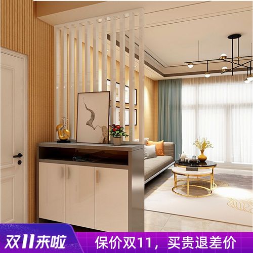 2020新款简约玄关鞋柜烤漆银灰色入户门厅装饰柱隔断