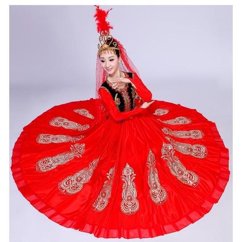 新款新疆舞蹈演出服装女少数民族风开场舞维吾尔族表演异域大摆裙