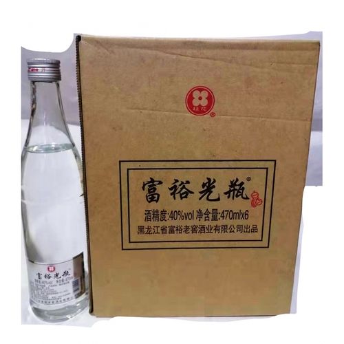 富裕光瓶 6瓶 富裕老窖光瓶40度整箱浓香型光腚白酒东北纯粮酒富裕光