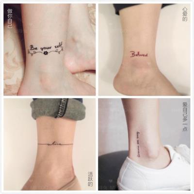 纹身贴女锁骨小图案手腕脖子可水洗防水持久脚踝贴纸性感夏字母夏