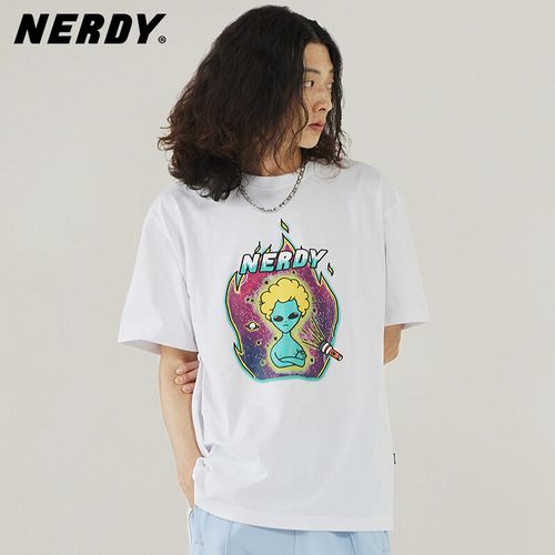 nerdy韩国夏季爱豆同款t恤外星人印花情侣装下衣失踪宽松潮短袖女