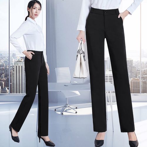 高腰西装裤女职业西裤女黑色宽松直筒裤女工作长裤正装西服裤子女