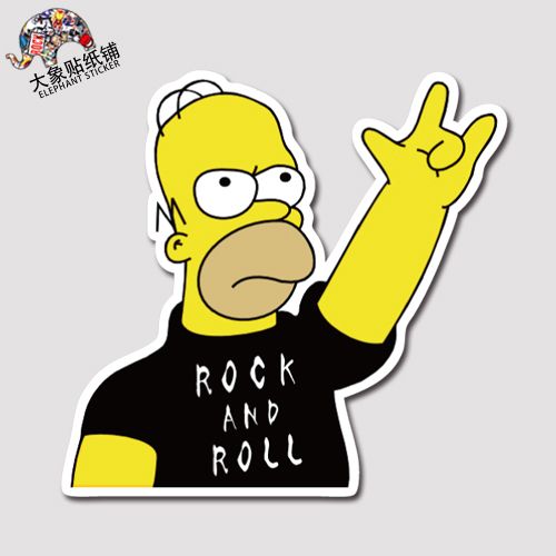 辛普森一家thesimpsons贴纸rock and roll摇滚贴纸笔记本防水贴纸