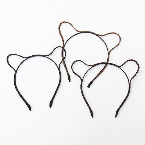 唐艺昕同款熊耳朵发箍可爱猫耳朵头饰假发麻花辫子发卡少女心头箍