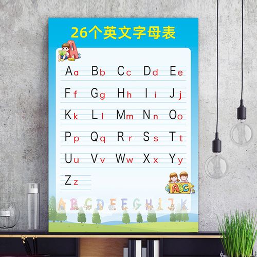 小学生一二三年级幼儿园26二十六个英文字母表挂图