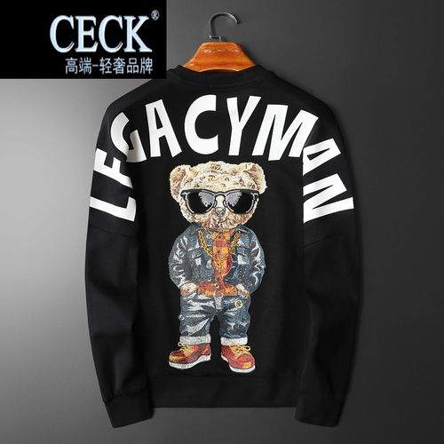 ce ck 国际奢侈品牌保罗风卫衣男士春秋季新款长袖t恤ins潮小熊印花潮