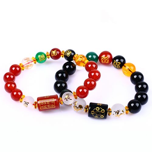 2022年属龙属鸡六合吉祥物酉鸡辰龙五行六合转运珠手串手链