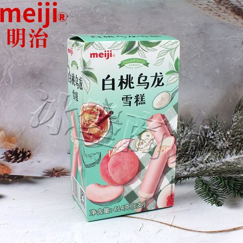 明治白桃乌龙雪糕彩盒414克6支装冰淇淋冷饮奶油清凉冰激凌家庭款