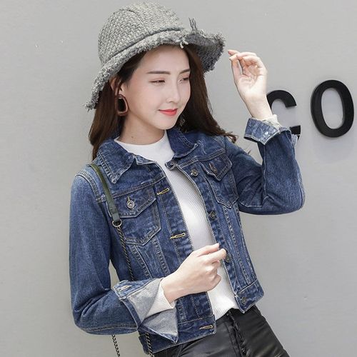 2021春季新品 女装牛仔上衣大码短款修身瘦显开衫 百搭女装短外套