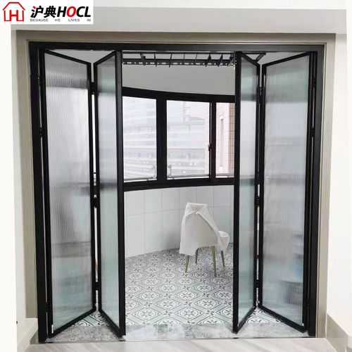 黑色窄边折叠门长虹玻璃推拉门细框阳台隔断门钛镁合金吊轨伸缩门