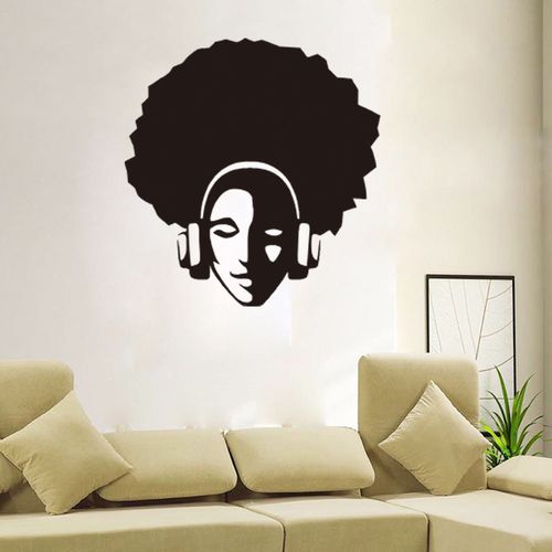 yy2007新款欧美风爆炸头嘻哈人物头像墙贴 客厅卧室背景墙贴ym