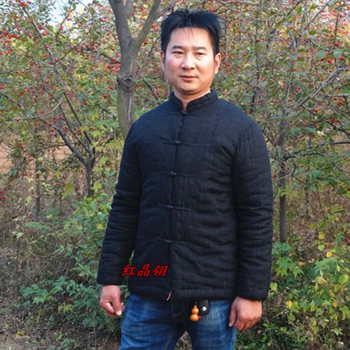 成人男式改良唐装中式素色棉麻手工棉衣纯棉花棉袄男款服冬装外套