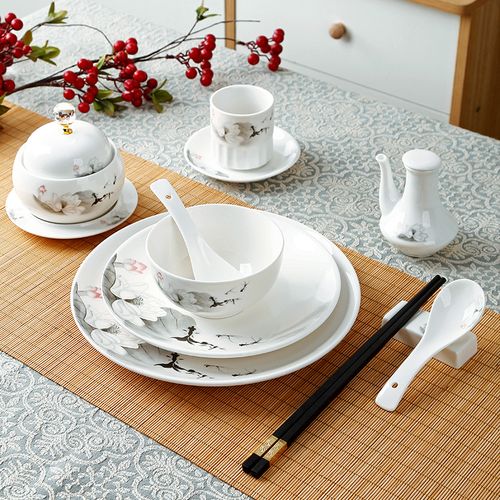 新中式摆台酒店餐具套装饭店会所餐厅包厢宴会厅专用菜盘骨碟鱼盘