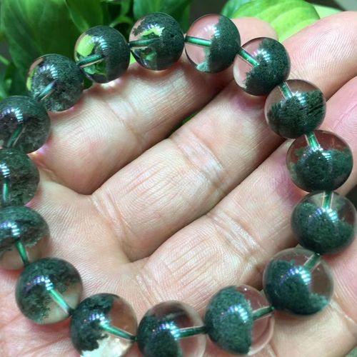 魅晶天然巴西绿幽灵聚宝盆手链 绿色绿幽灵水晶手串