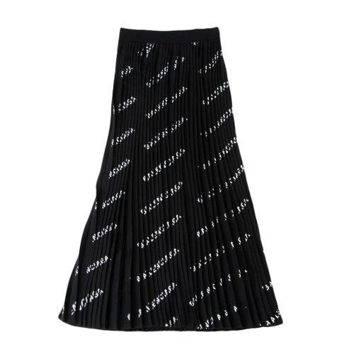 balenciaga/巴黎世家 女装 服饰 黑色聚酰胺白色logo装饰时尚长裙