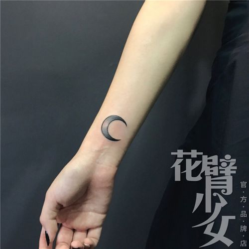 花臂少女tattoo  49 暗黑系月牙月亮手腕胸前逼真纹身贴 刺青防水