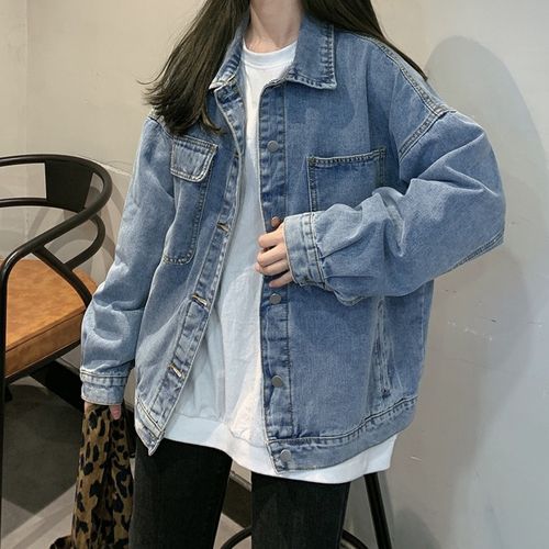 网红牛仔外套女2021春秋女装新款宽松韩版bf复古港味休闲夹克百搭