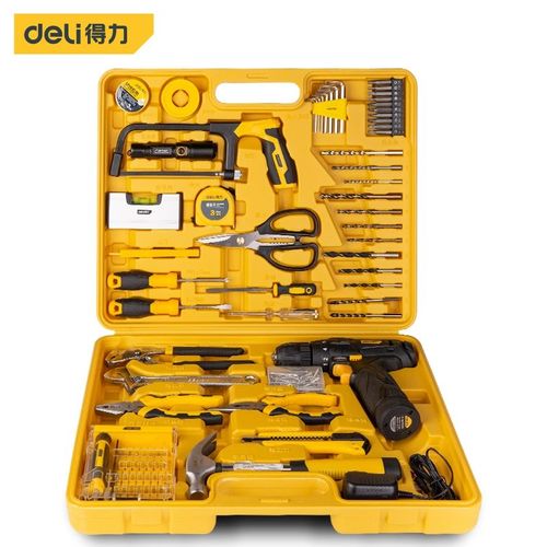 得力工具箱套装85件家用锂电钻组合日常维修工具dl1085l dl1038l
