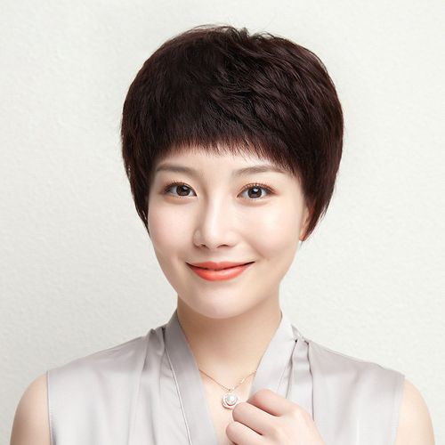 假发女短发真人发丝短卷发自然中老年发型妈妈化疗全