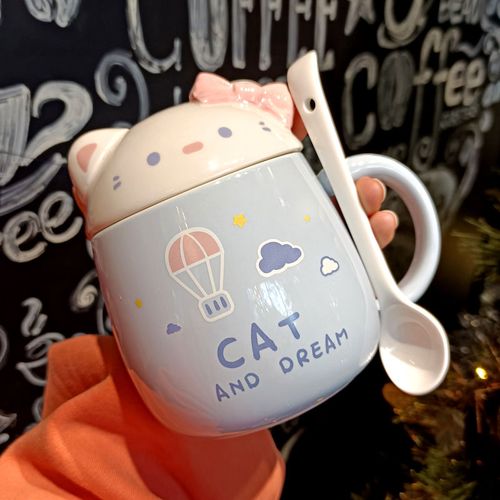 高颜值可爱马克杯带盖勺女生送闺蜜生日礼物精致水杯家用陶瓷杯子