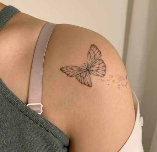 hge tattoo独家手绘 蝴蝶 韩系清新防水纹身贴a354