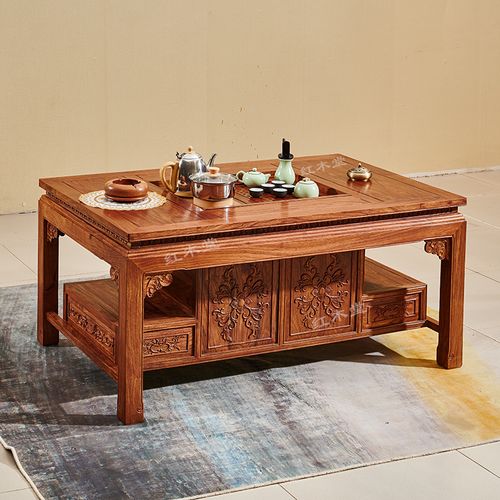 红木平几功夫茶台刺猬紫檀茶桌花梨木客厅沙发茶几中式全实木家具