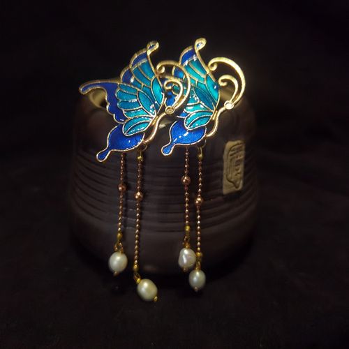 复古发簪简约蝴蝶珍珠金属钗子日常盘头发的汉服簪子宫廷盘发钗