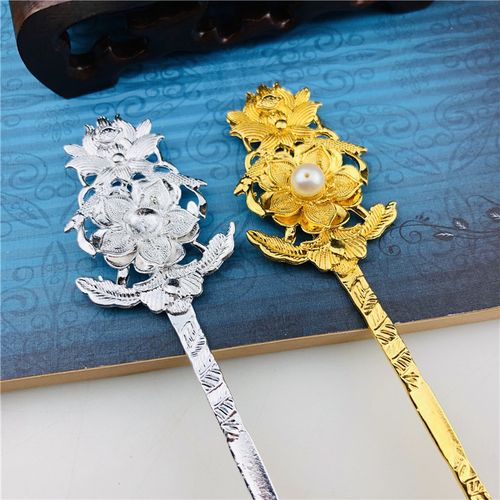 diy饰品配件发簪主体莲花发簪古风步摇古装手工饰品材料m1-3-6