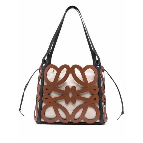 loewe paula"s ibiza棕色女士手提包|anagram leather shopping bag