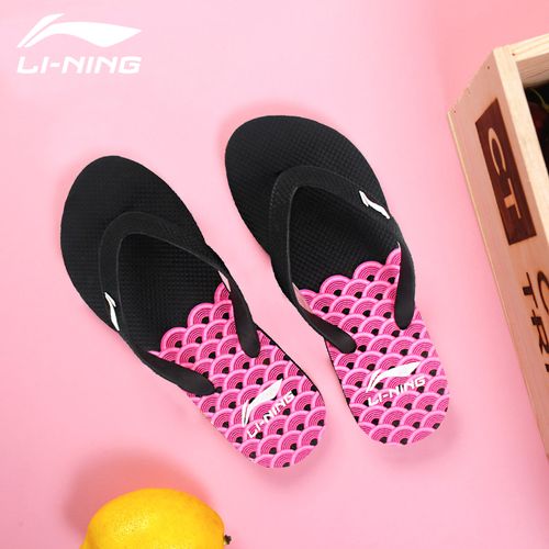 李宁拖鞋女夏人字拖沙滩鞋透气室内户外玩水凉鞋防滑夹脚运动凉拖