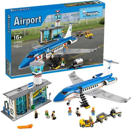 兼容乐高城市王牌02043机场航站楼拼装积木飞机6-8-12岁益智玩具