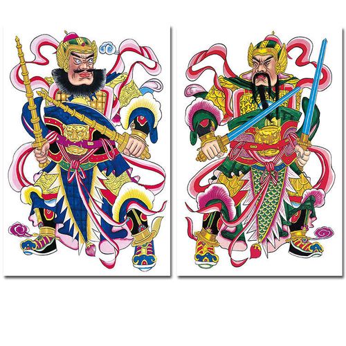 门神门贴春节新年门神爷镇宅辟邪装饰福字年画大门对贴门神画