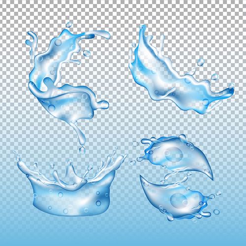 w17水珠水滴水花水分子波浪波纹透明液体蓝色背景ai矢量设计素材