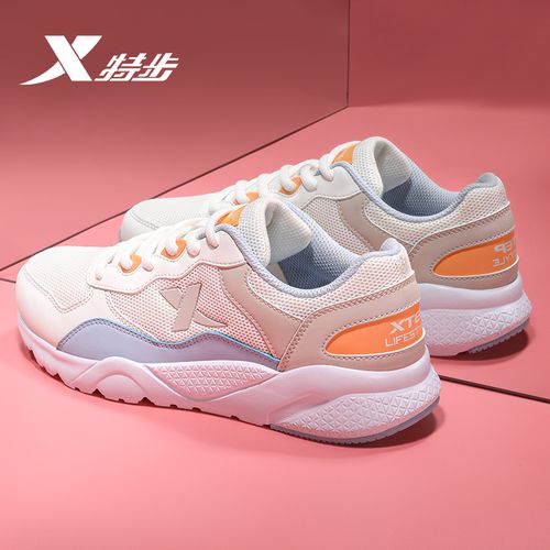 特步跑步鞋女鞋2022夏季新款网面学生樱花鞋秋季减震休闲鞋运动鞋