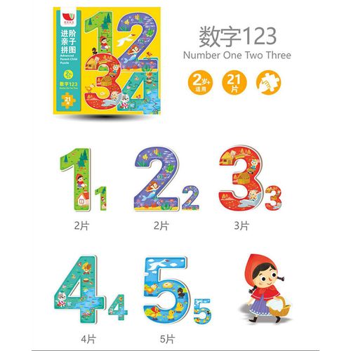 拼图儿童玩具男孩开发智力2-3岁宝宝玩具早教撕不烂认知卡片 数字123