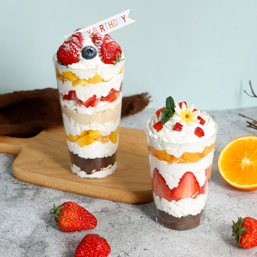 360ml水果杯一次性慕斯杯带盖奶油千层杯航空杯蛋糕杯硬塑料杯