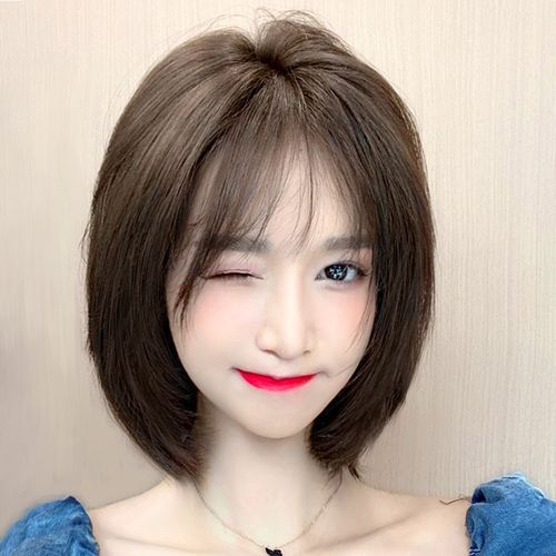 假发女新款2022年全头套式全真人发短发适合圆脸时尚自然真0225h