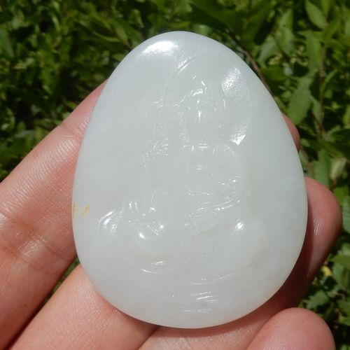 方言企业和田玉活动价1980元羊脂白玉精品俄料山料观音吊坠玉佩w