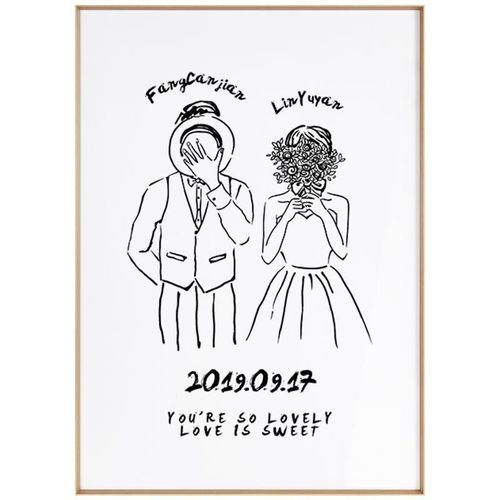 定制新婚礼物送男友女友送老婆闺密惊喜浪漫结婚恋爱纪念日装饰画