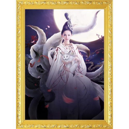 大小款 九尾狐仙 狐仙娘娘 神像画像挂像挂画 道教下方仙保家仙画