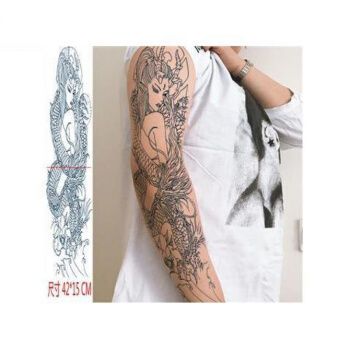 纹身贴花臂线条割线龙姬花旦艺伎花臂纹身贴线条图小腿手臂纹身贴防水
