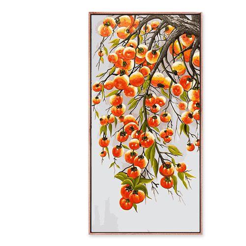diy数字油画柿柿如意吉祥花卉玄关画客厅挂画手工填色