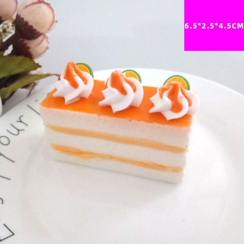 高仿真水果蛋糕模型长方形切块彩色慕斯假食物冰箱贴逼真装饰样品