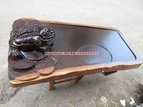 新款黑檀木茶盘 木雕金蝉 金蟾茶盘 檀木实木整块功夫雕刻茶盘